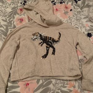 Crop sweatshirt with dinosaur sequin detail